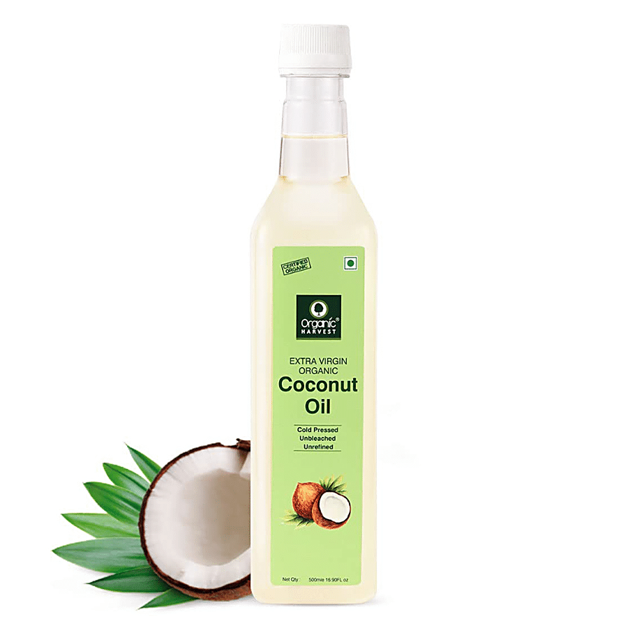 Buy Organic Harvest Extra Virgin Coconut Oil - Cold Pressed, Unbleached,  For Body Massage, Skin Care, Hair Growth Online at Best Price of Rs 795 -  bigbasket