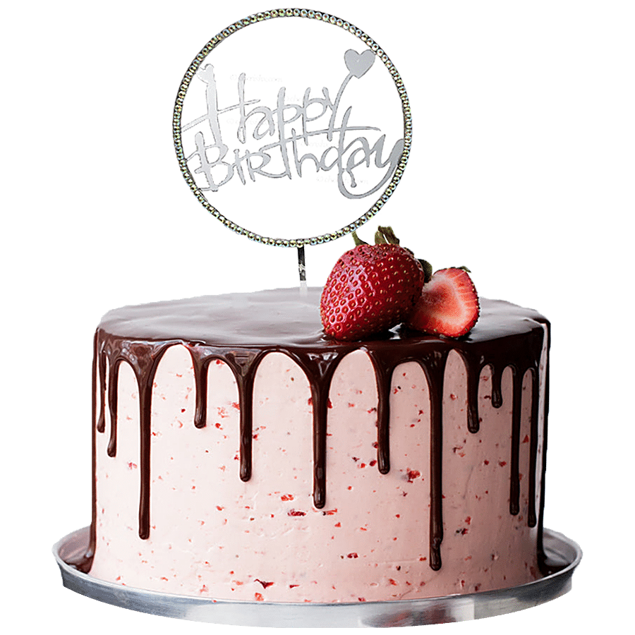 Buy CherishX Round Cursive Happy Birthday Cake Topper - For