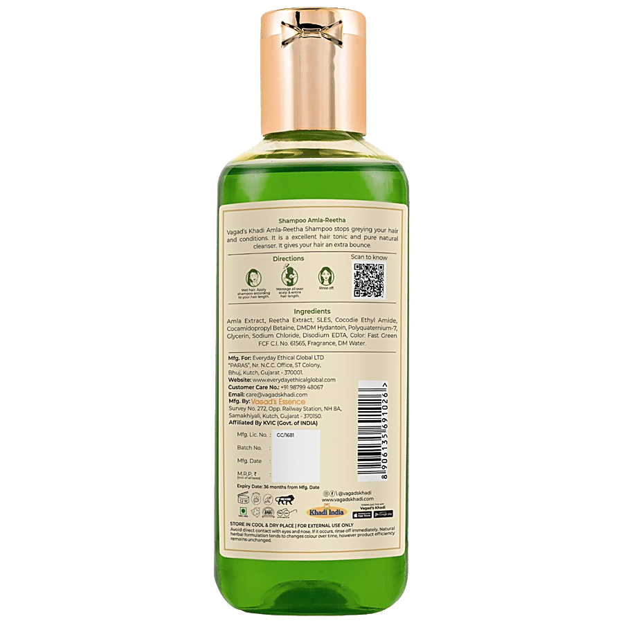 Buy Vagad's khadi Herbal Amla Reetha Shampoo - Extra Conditioning, For  Silky, Shiny & Bouncy Hair, Paraben Free Online at Best Price of Rs 189 -  bigbasket