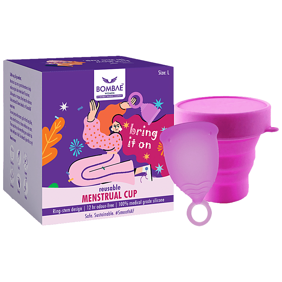 Bombae BSC Women Reusable Menstrual Cup & Sterilizer Container| Large size,  81g