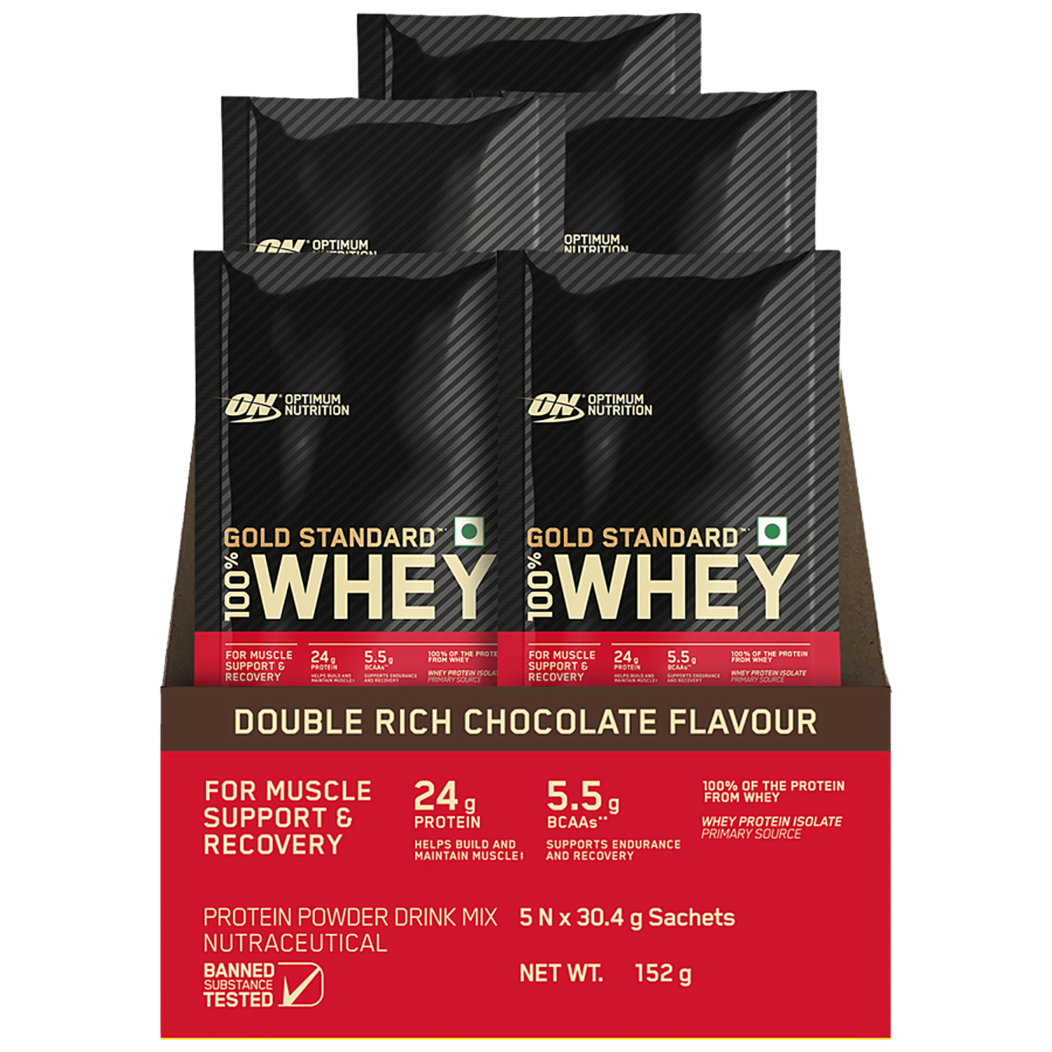Optimum Nutrition Gold Standard 100% Whey Protein Powder - Double Rich  Chocolate, Single Serve, For Muscle Support & Recovery, Vegetarian, 30.4 g  ...