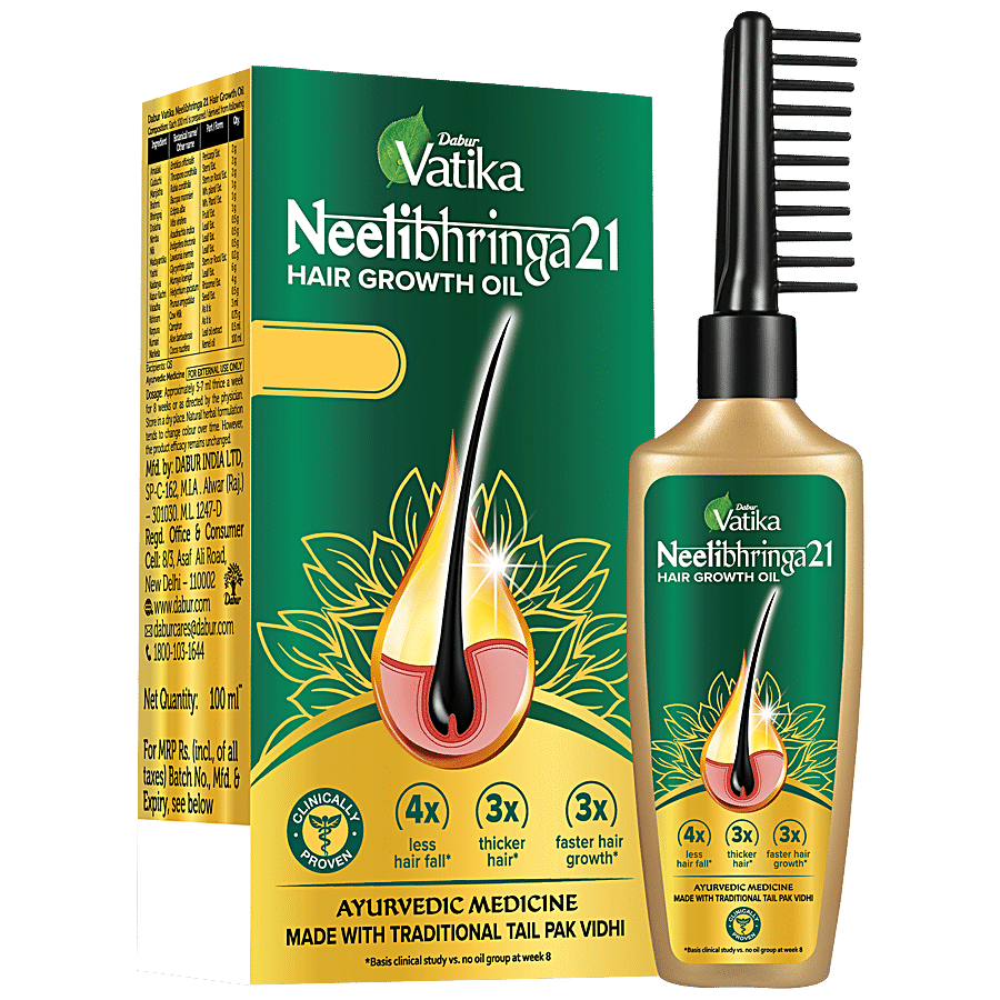 Buy Dabur Vatika Neelibhringa 21 Hair Growth Oil - 3X Faster & Thicker Hair  Growth Online at Best Price of Rs  - bigbasket