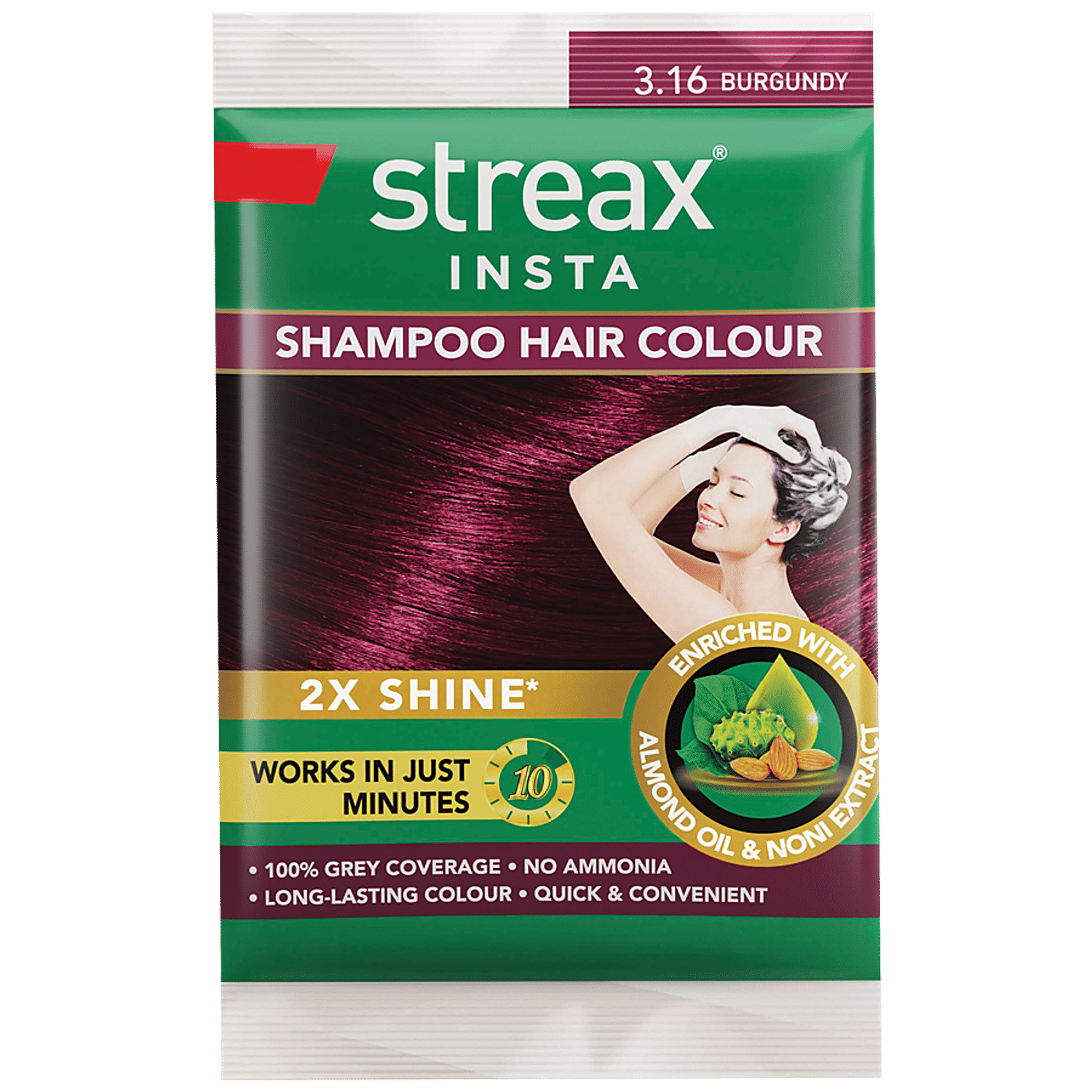 Buy Streax Insta Shampoo Hair Colour - Almond Oil & Noni Extract ...