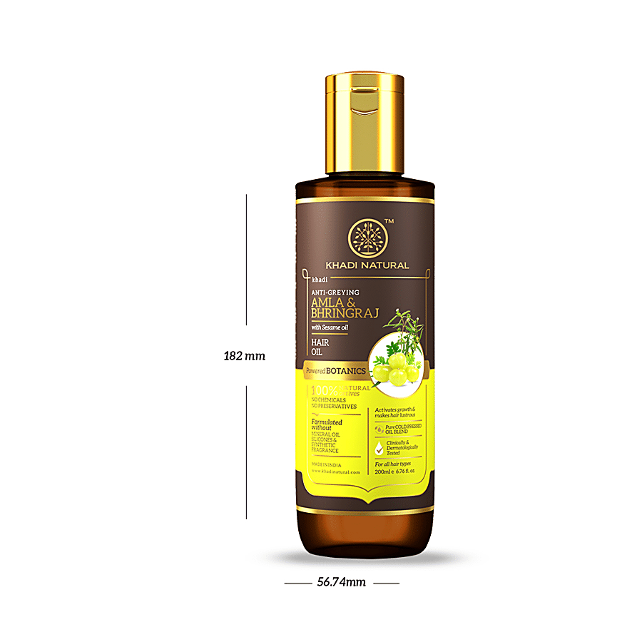Buy Khadi Natural Amla & Bhringraj Hair Oil - Powered Botanics, No  Chemicals, Makes Hair Lustrous Online at Best Price of Rs 599 - bigbasket