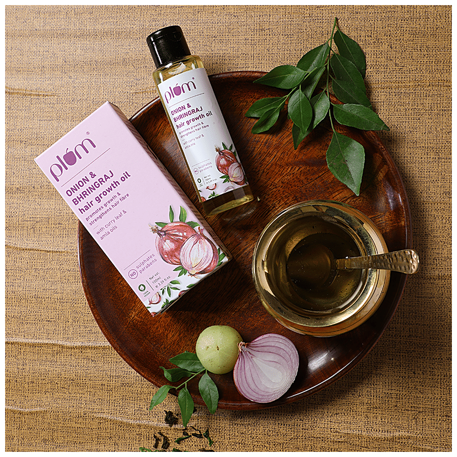 Buy Plum Onion & Bhringraj Hair Growth Oil - With Curry Leaf, No Parabens,  Vegan, Promotes Growth Online at Best Price of Rs 260 - bigbasket