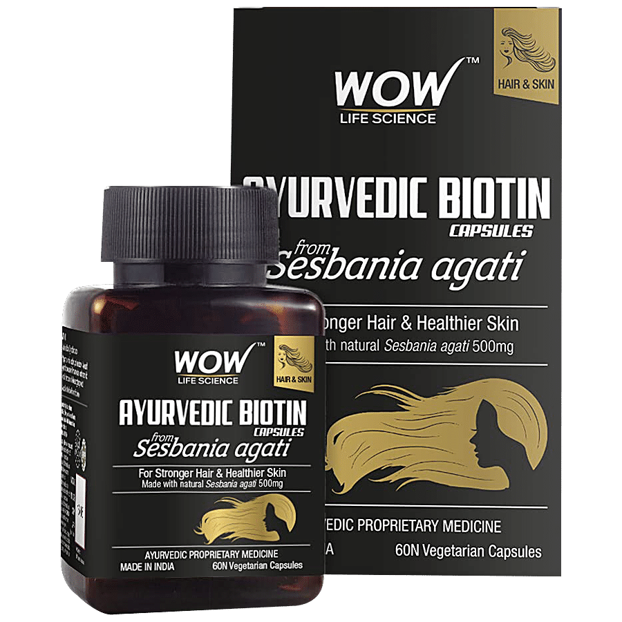 Buy WOW Life Science WOW Life Science Ayurvedic Biotin Capsule - For  Stronger Hair 60 pcs Online at Best Price of Rs 899 - bigbasket