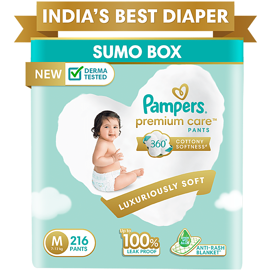 Buy Pampers Premium Care Pants - M Medium Size Baby Diapers, Softest Ever  Pampers Pants, 7-12 Kg Online at Best Price of Rs 2853.96 - bigbasket