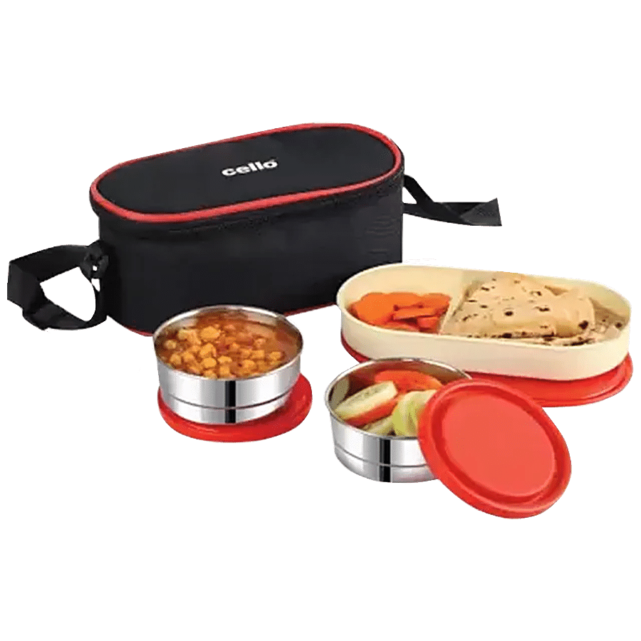 Buy Cello Exe Lunch Box - Stainless Steel, Red, For Office & School,  Washable, Easy To Clean Online at Best Price of Rs 349 - bigbasket