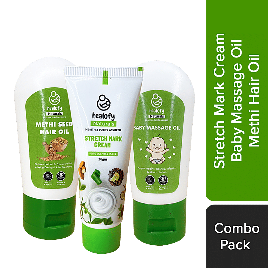 Buy Healofy Naturals Mother Baby Care Combo - Stretch Marks Cream, Methi  Seed Hair Oil & Baby Massage Oil Online at Best Price of Rs 297 - bigbasket