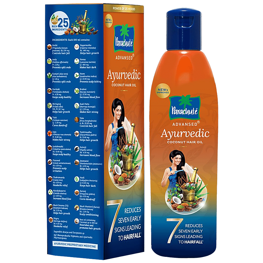 Buy Parachute Advansed Ayurvedic Coconut Hair Oil - Reduces Dandruff &  Split Ends, For Hair-Fall Control Online at Best Price of Rs 196 - bigbasket