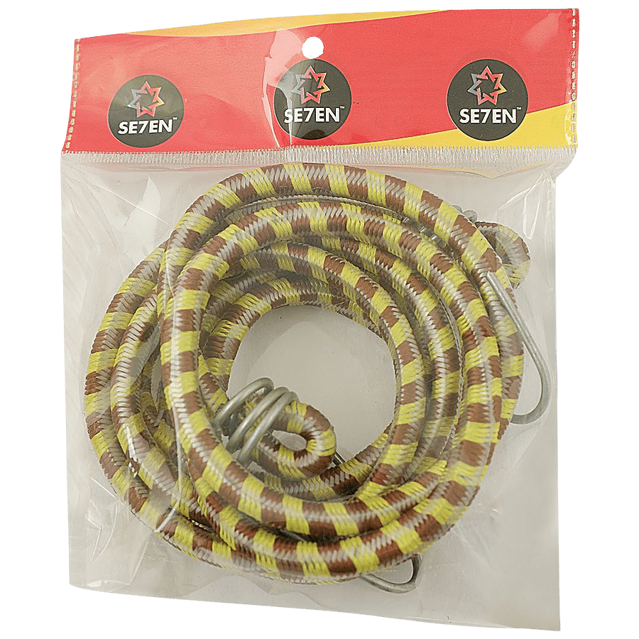 SE7EN Rope Elastic - Strong, Durable, Luggage Tying Rope With Hooks,  Multicolour, 1 pc
