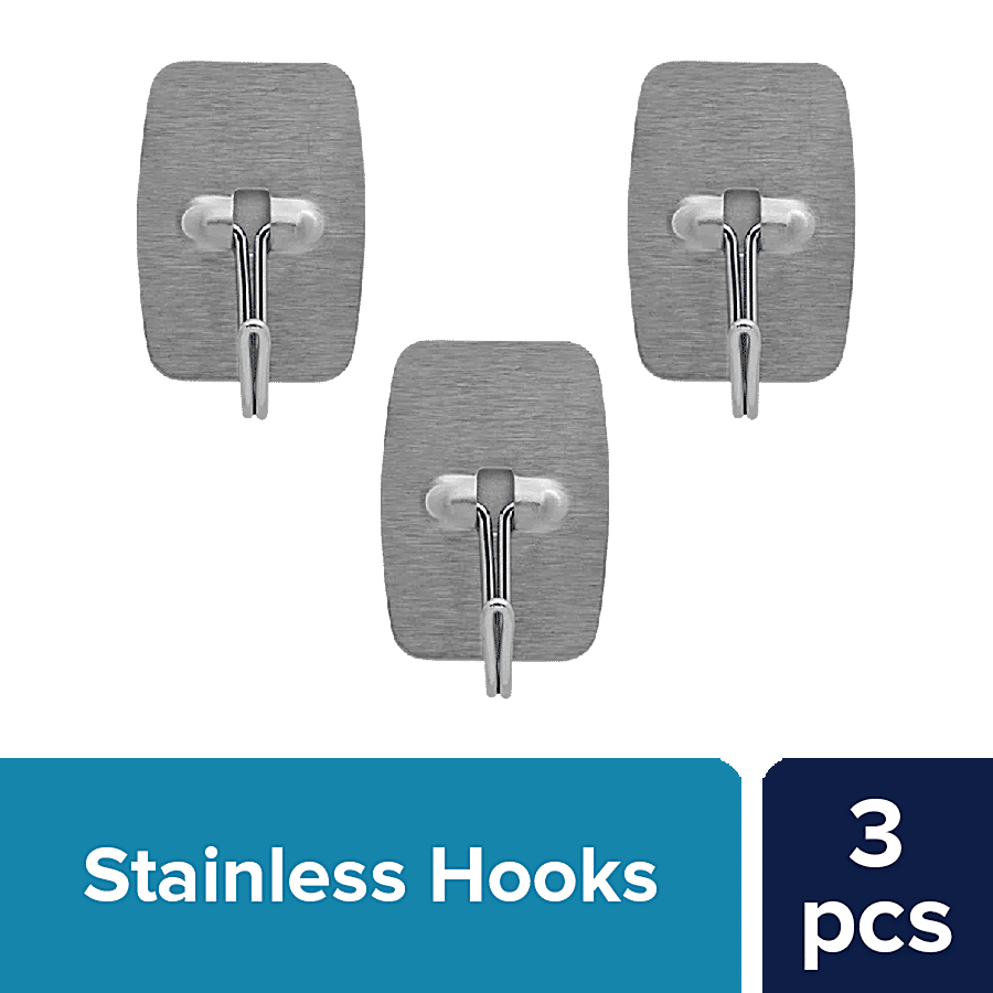 Buy BB Home Stainless Steel Square Adhesive Hook Set - Strong Grip