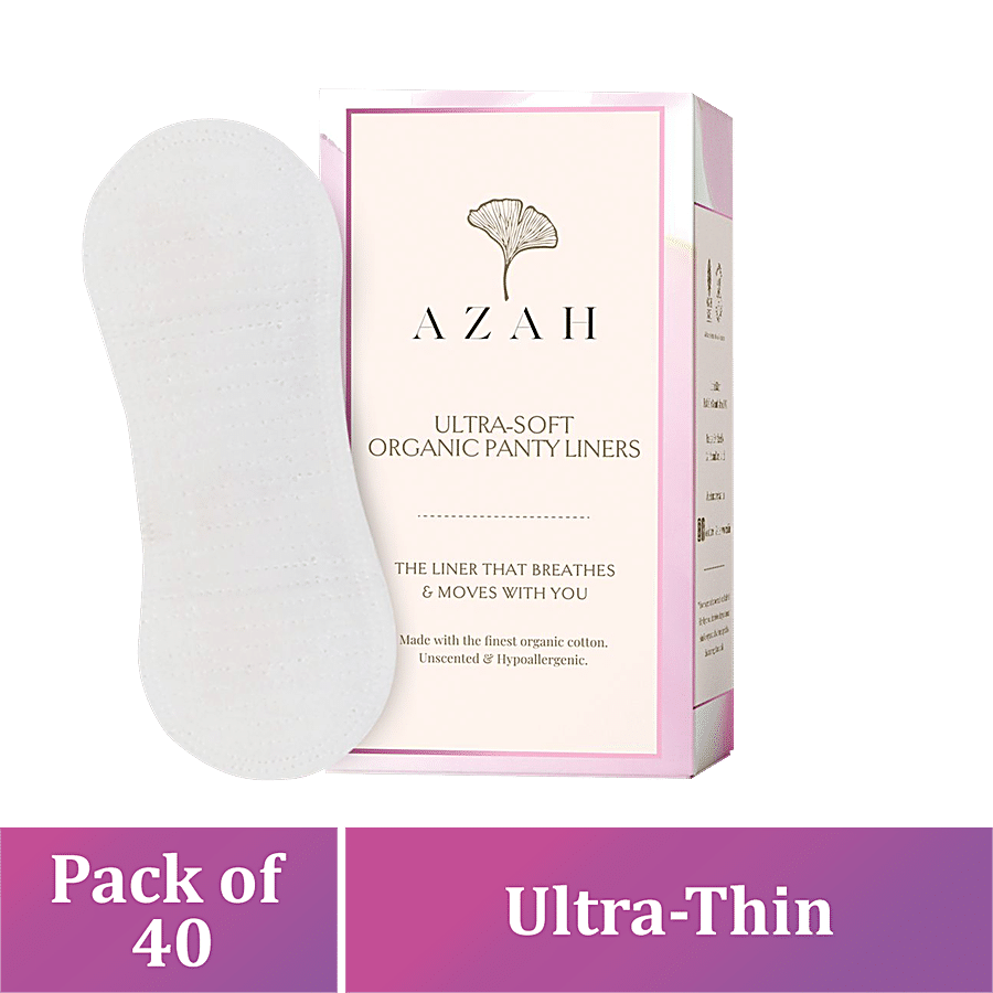 Azah Ultra-Soft Organic Cotton Panty Liner, 40 pcs
