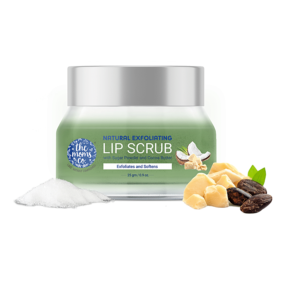 Buy The Moms Co Natural Exfoliating Lip Scrub - Sugar Powder and Cocoa Butter, Lightens and Restores Dark Lips Online at Best Price of Rs 238.4 image