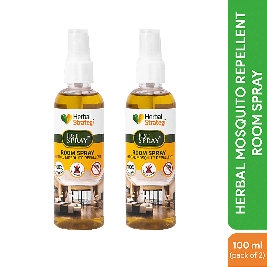 Herbal Strategi Mosquito Repellent Room Spray - 100% Natural, Eco-Friendly,  Safe For Babies, 100 ml