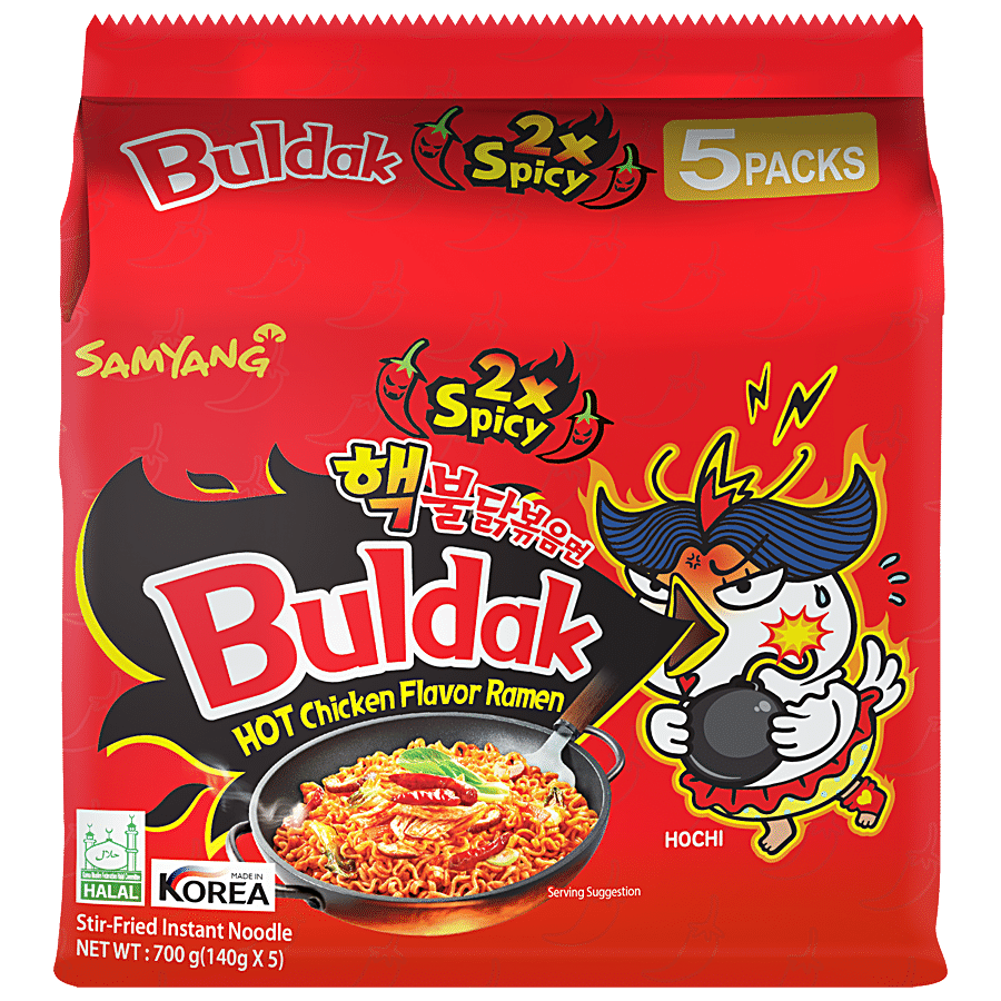 Buldak 2x Spicy Hot Chicken Flavor Ramen - Instant Stir-Fried Noodle, 140 g