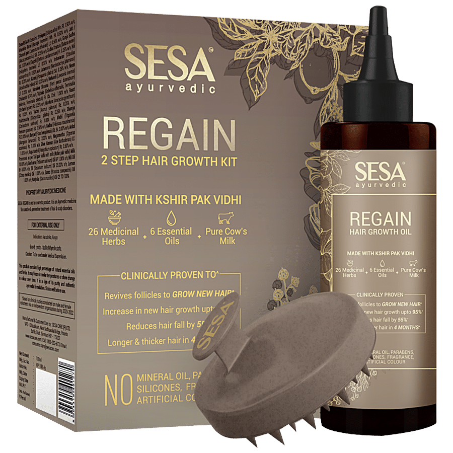Buy Sesa Ayurvedic Regain 2 Step Hair Growth Kit - Reduces Hairfall, Hair  Growth Oil, 100% Natural, Ayurvedic Certified Online at Best Price of Rs   - bigbasket