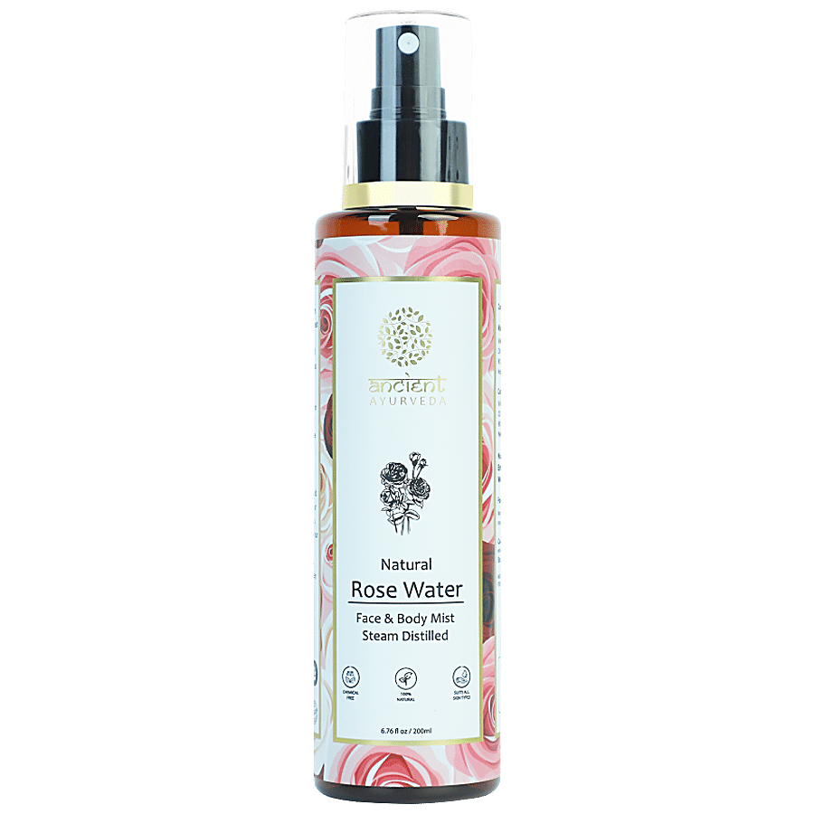 Buy ANCIENT AYURVEDA Natural Rose Water Face & Body Mist - Steam Distilled,  Provides Hydration Online at Best Price of Rs 499 - bigbasket