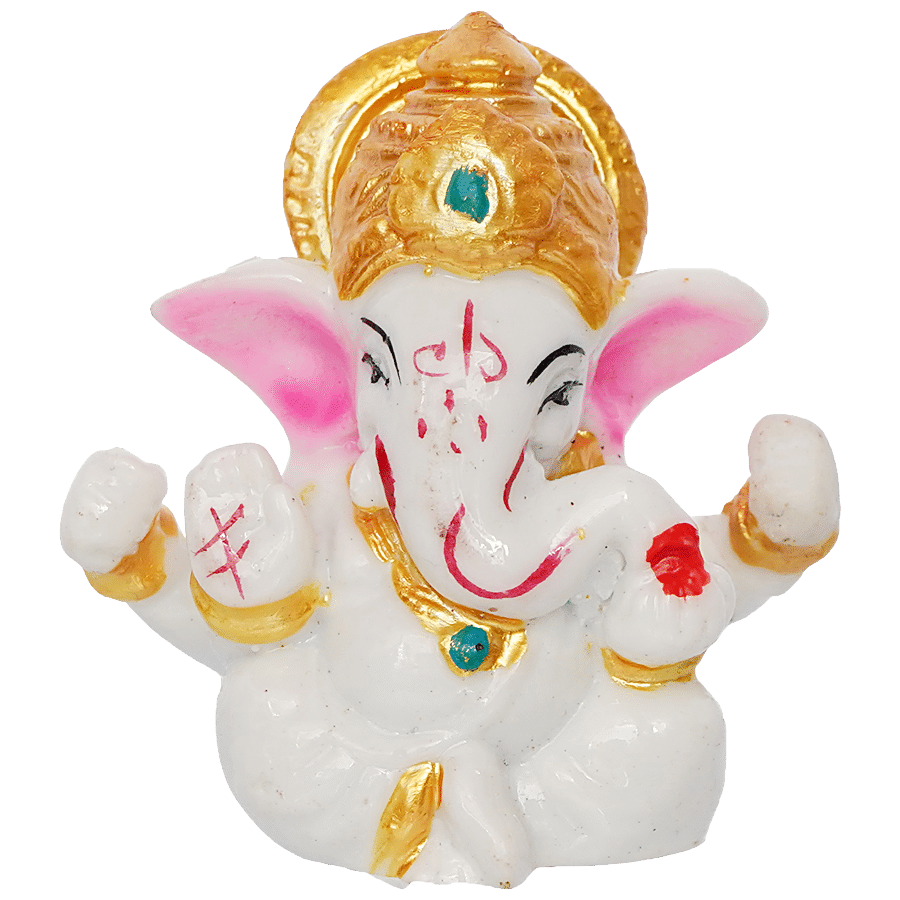 Buy eCraftIndia White Lord Ganesha Idol With Golden Mukut Online ...