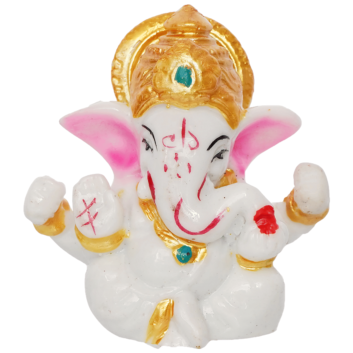 Buy eCraftIndia White Lord Ganesha Idol With Golden Mukut Online ...