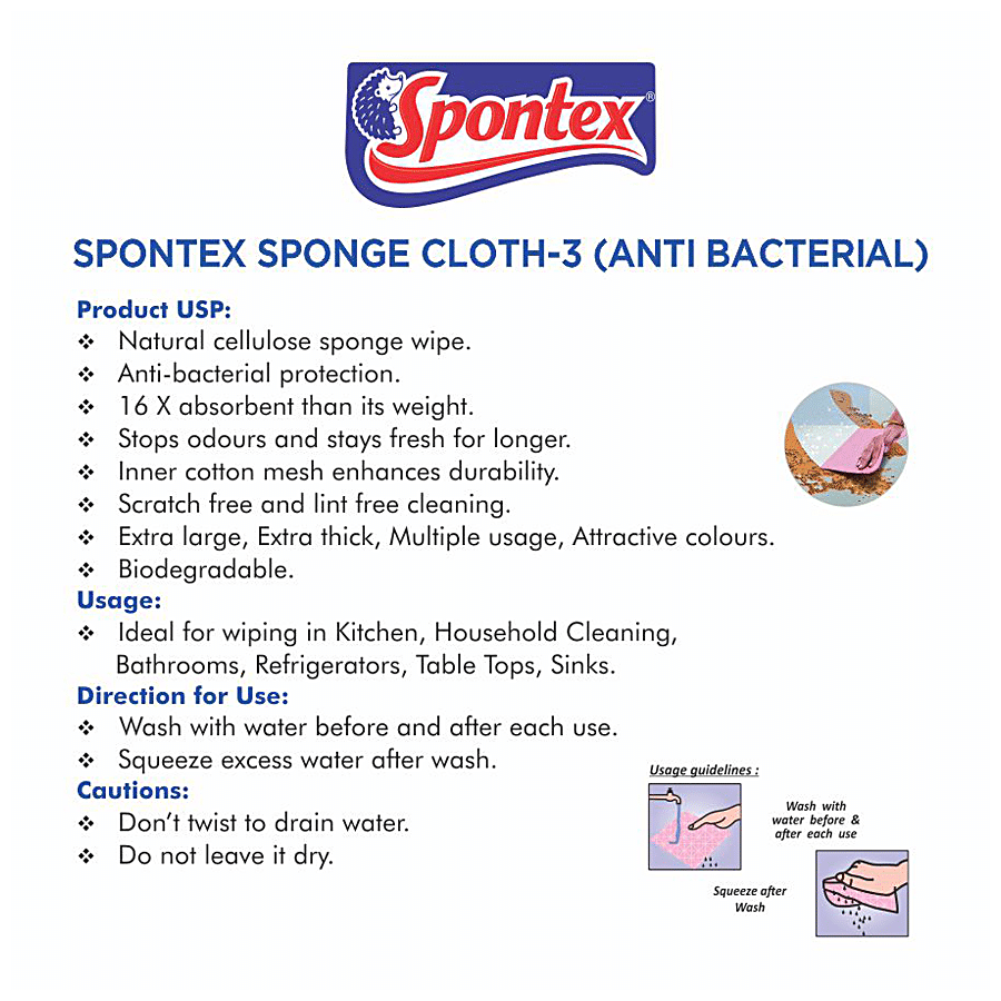 Spontex Multi Purpose Cleaning Kitchen Cloth Long Lasting Sponge