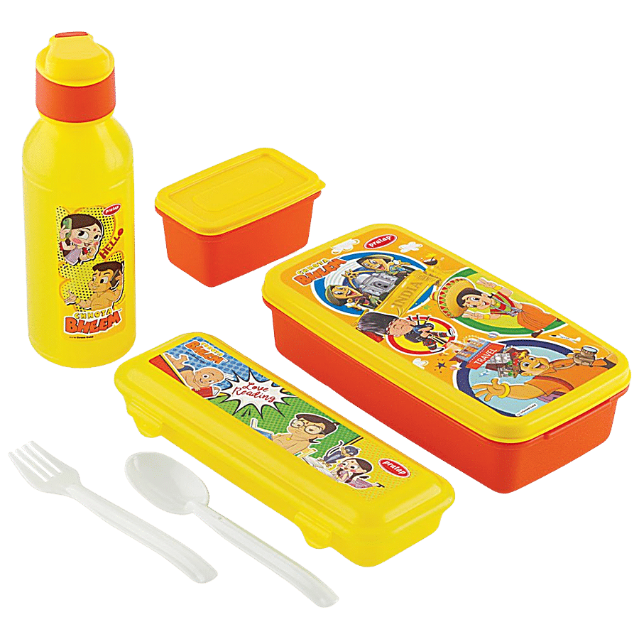 Outlery Fun Utensils & Hygienic Steel Kids Lunch Set With Pocket