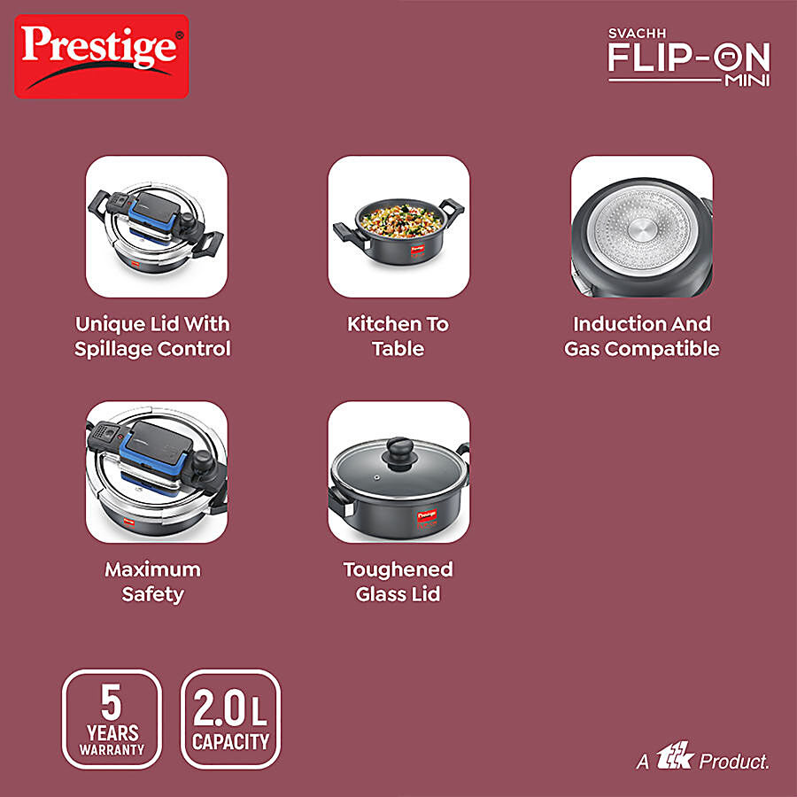 Buy Prestige Svachh Flip-On Mini Hard Anodised Spillage Control Pressure  Cooker - With Glass Lid, Black Online at Best Price of Rs 3859 - bigbasket