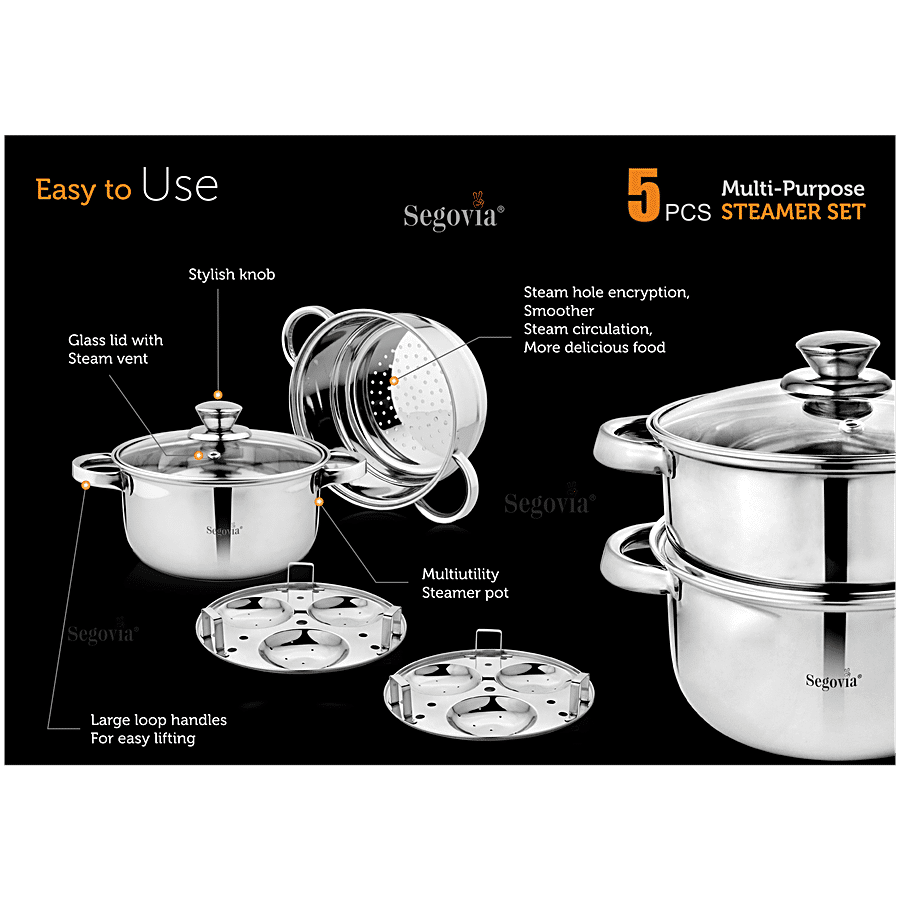 Stainless Steel Steamer Pot For Cooking 2-tier Steaming Pot With Ear For  Dumplings Vegetables Dishes